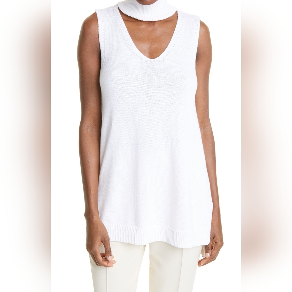 Revolve Milly Cotton-Blend Tunic with Ribbed Neckline and Hem Turtleneck - Picture 2 of 10